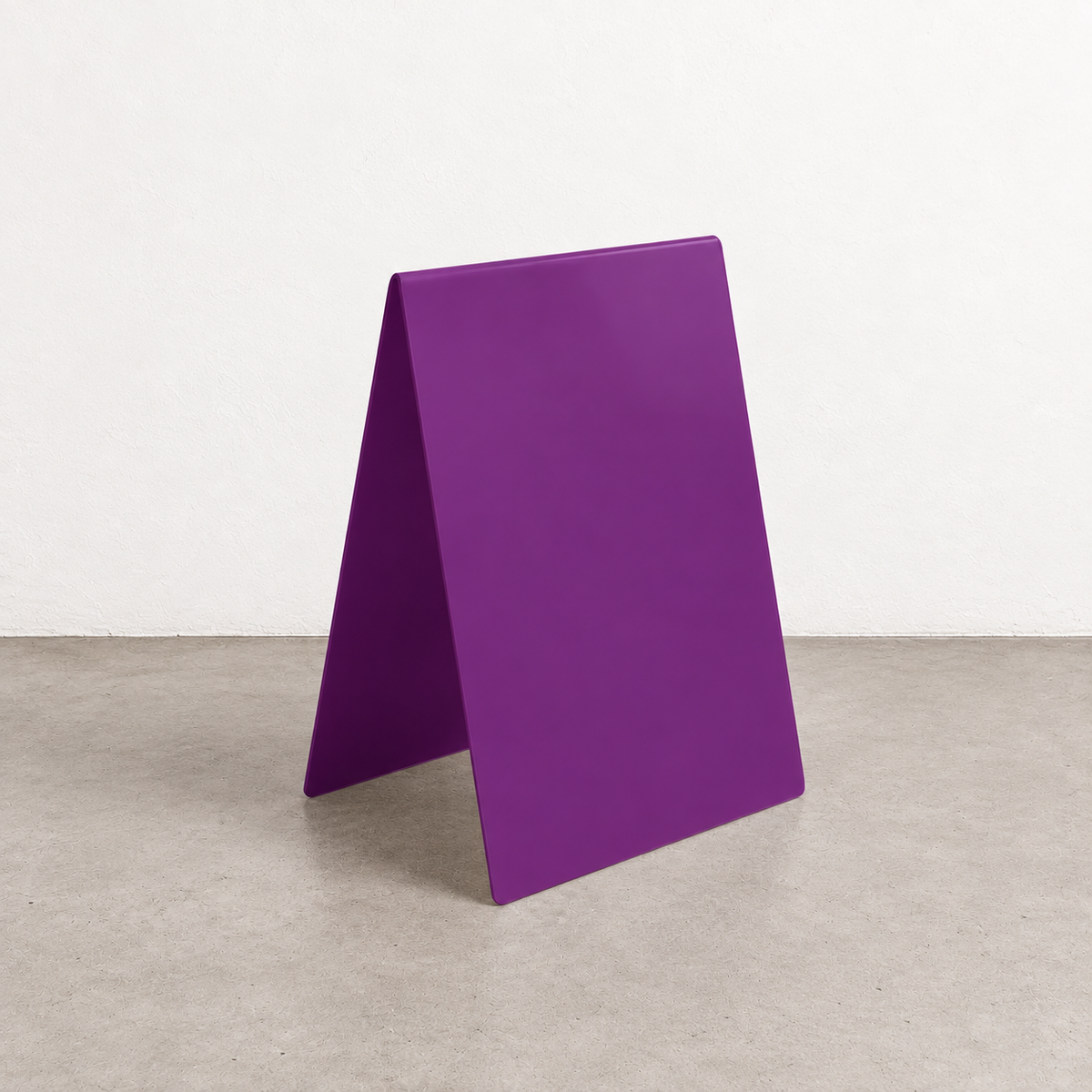 Purple opaque acrylic A-frame sidewalk sign