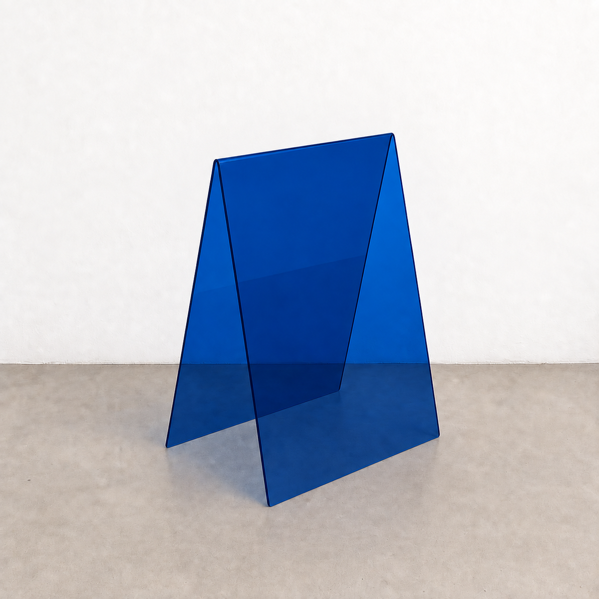 Dark Blue transparent acrylic A-frame sidewalk sign