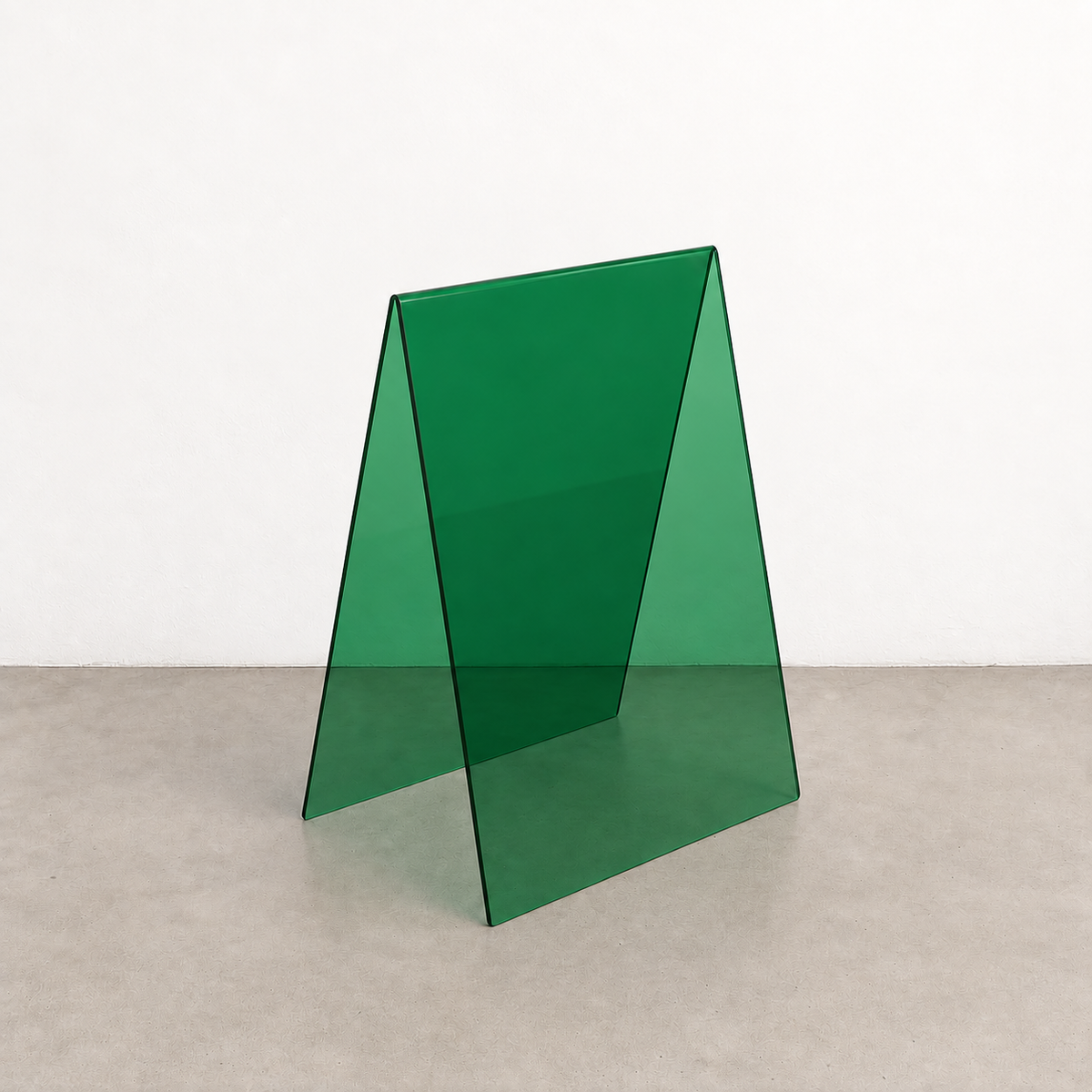 Green transparent acrylic A-frame sidewalk sign