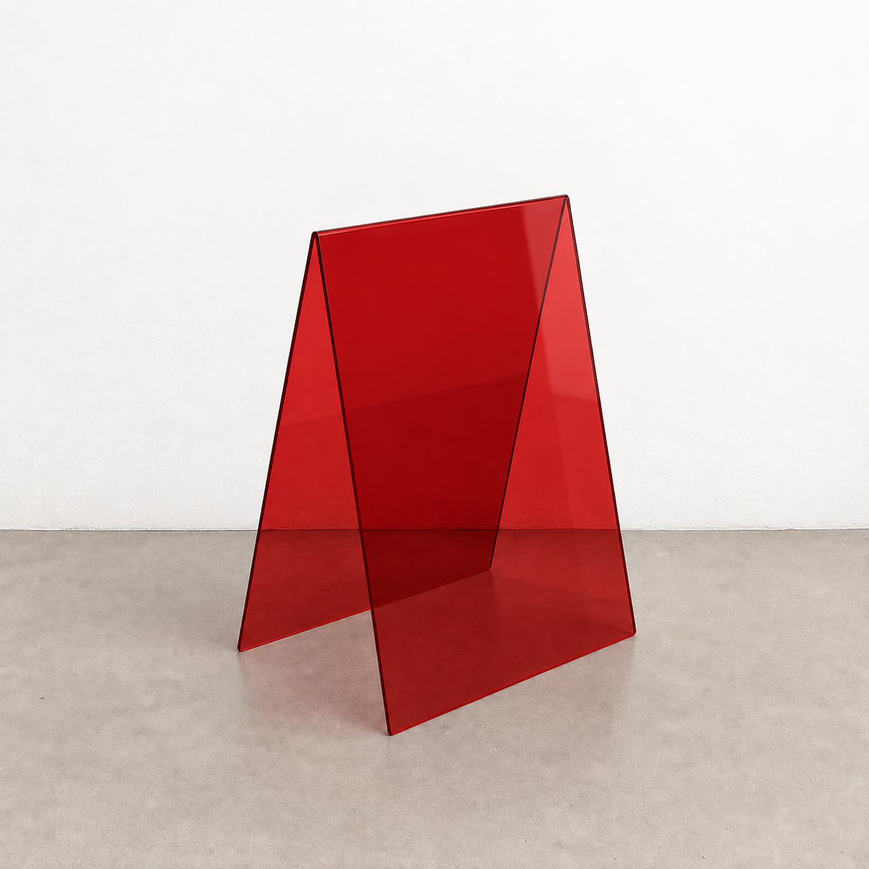 Red transparent acrylic A-frame sidewalk sign